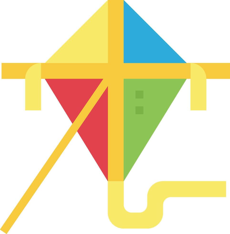 A colorful kite with a long string attached to it vector