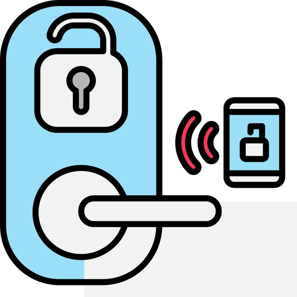 A lock and a phone are connected to a lock vector