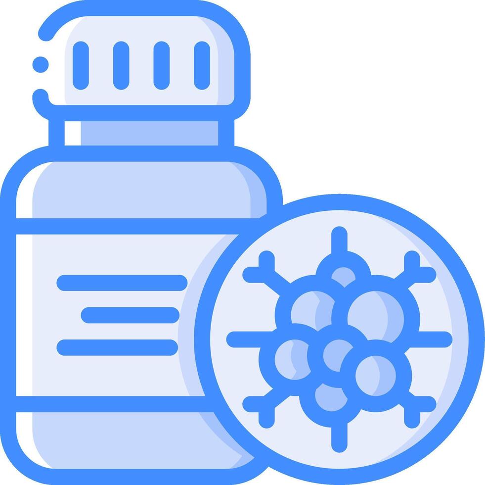 A bottle of medicine and a virus icon vector
