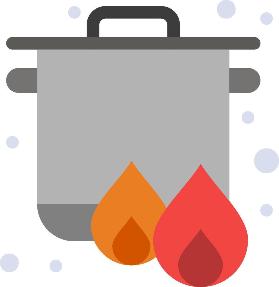 A pot with a flame and a red drop vector
