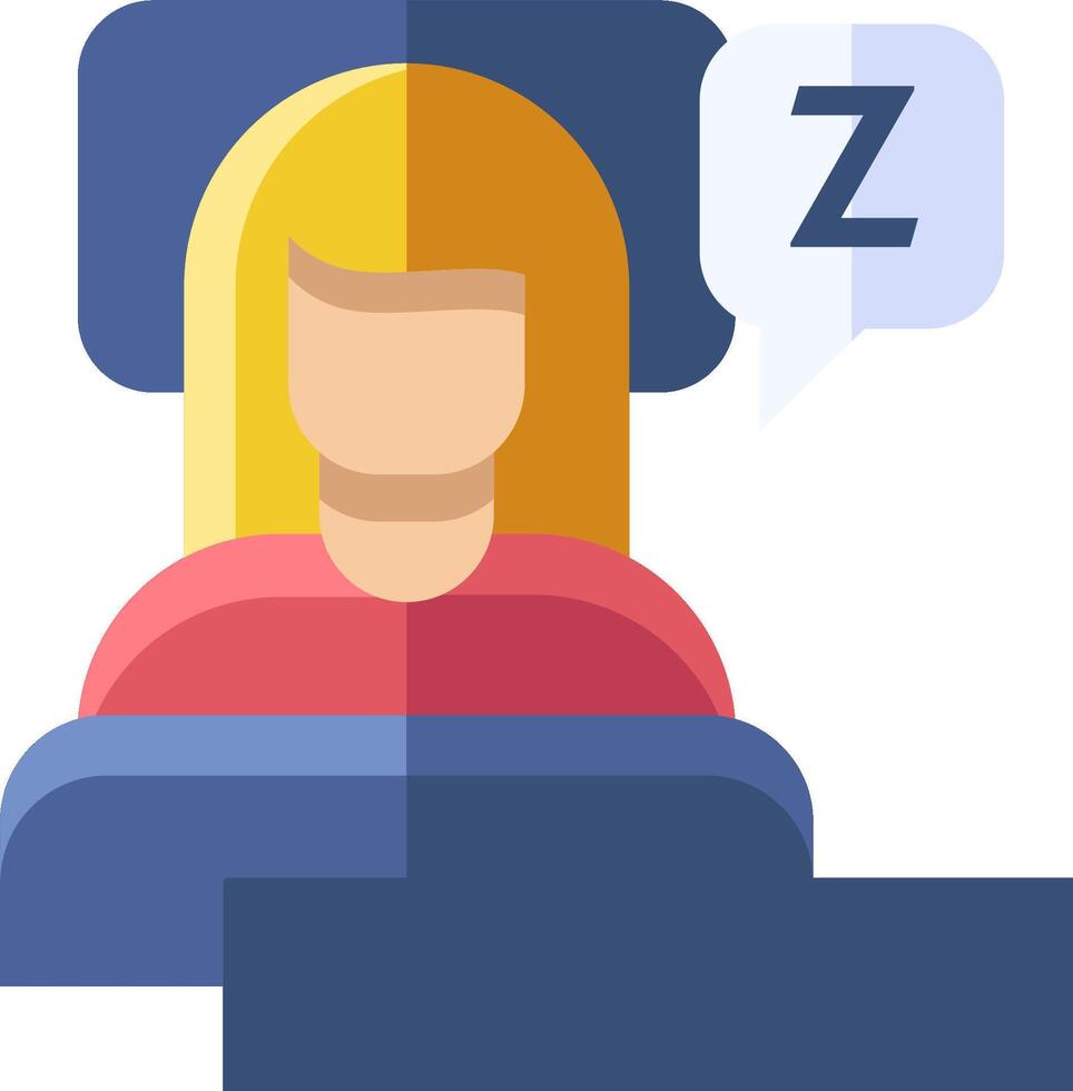 A woman is sleeping in a bed with a speech bubble vector