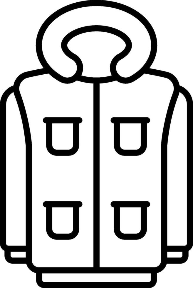 A black and white illustration of a jacket vector