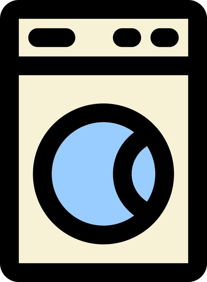 A washing machine icon with a blue and white background vector