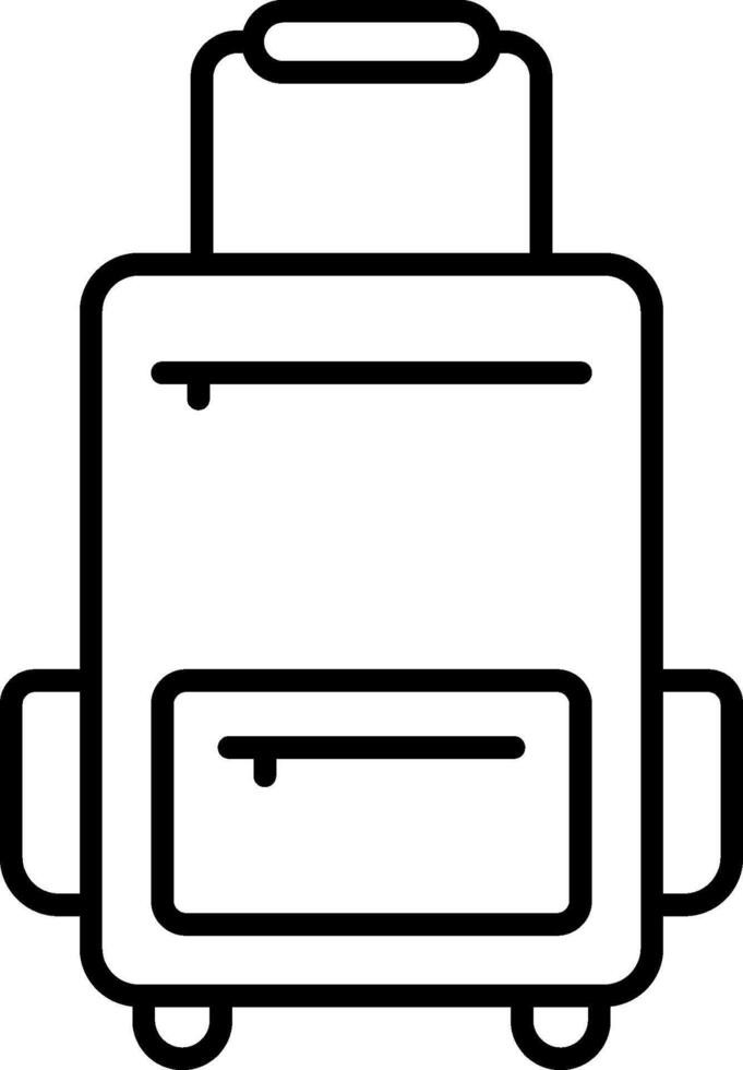 A black and white outline of a suitcase vector
