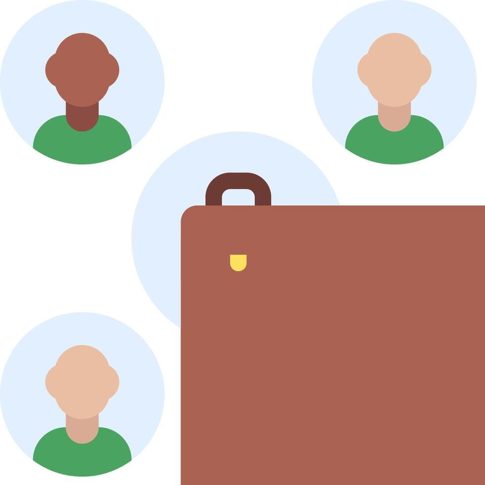 A person is standing next to a suitcase with people around it vector