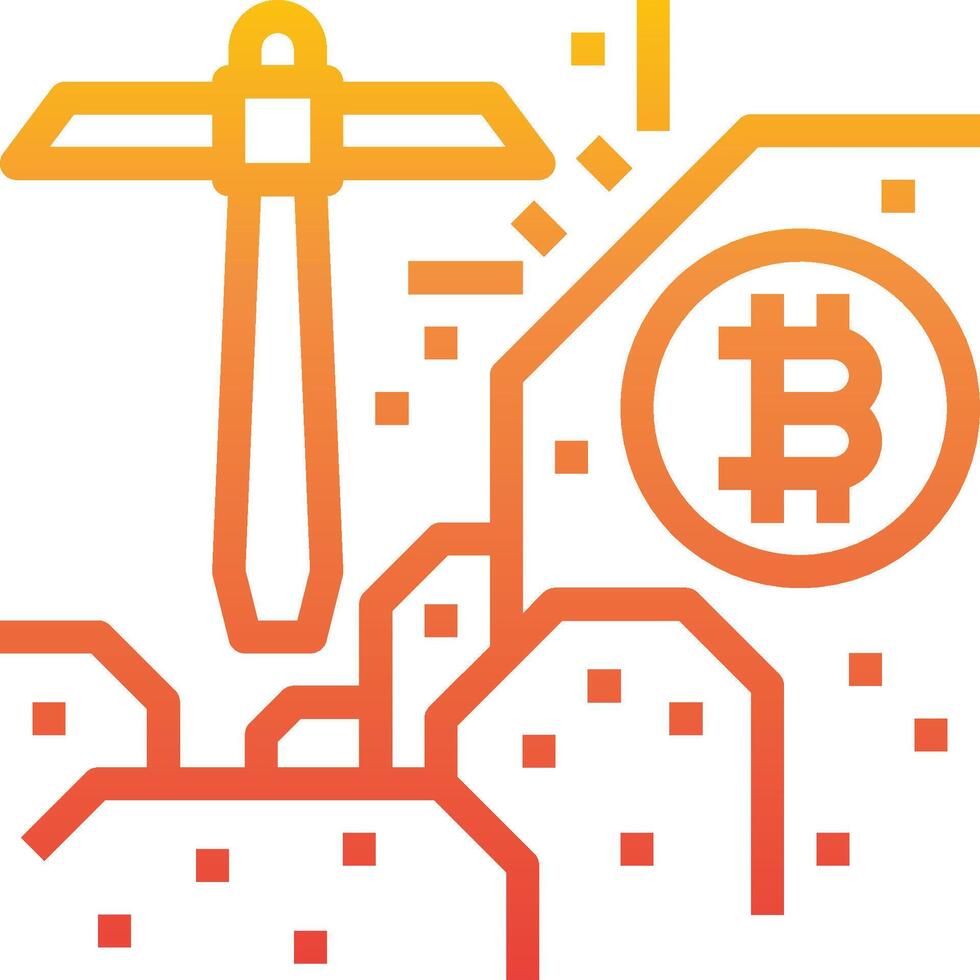 A bitcoin symbol and a hammer vector