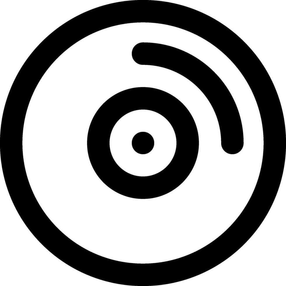 A black and white logo of a disc vector