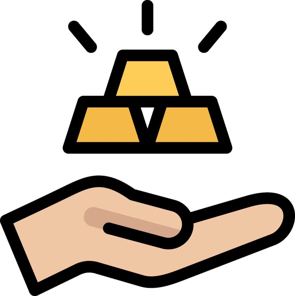 Hand holding gold bar icon vector