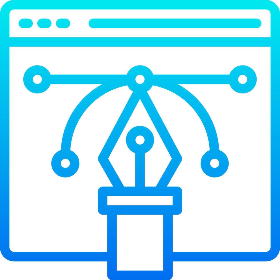A blue icon of a pen and a computer screen vector