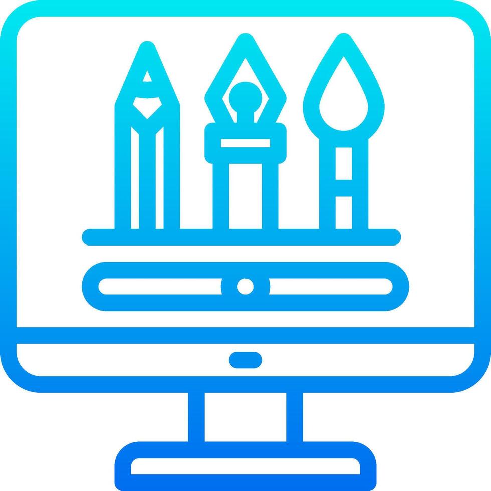 A computer monitor with a pen and pencils on it vector