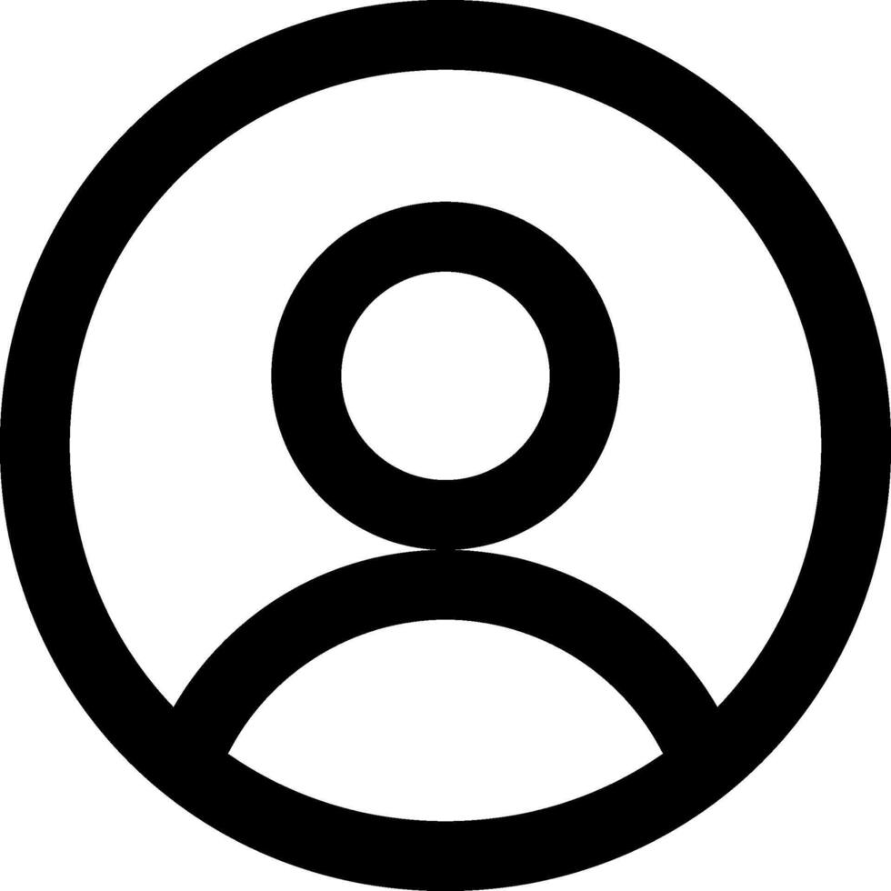 A black and white icon of a person in a circle vector