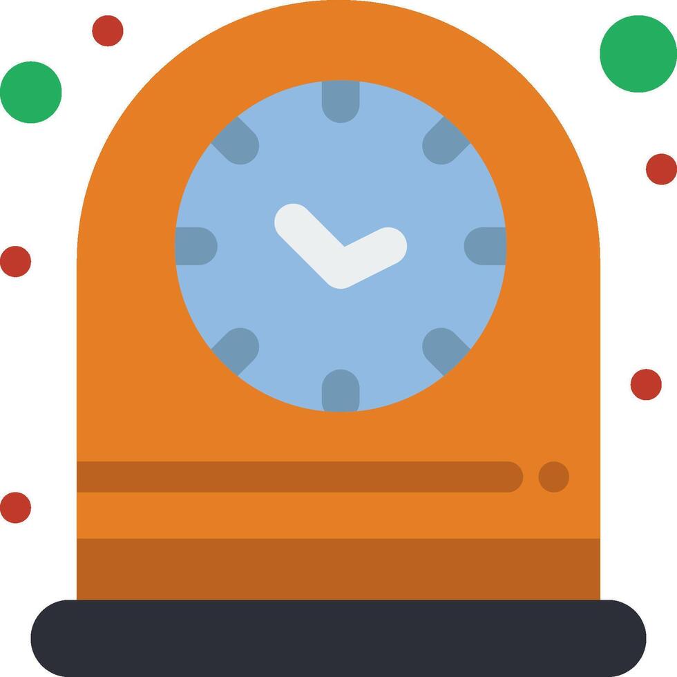 A clock with a red and green face on top of a white background vector