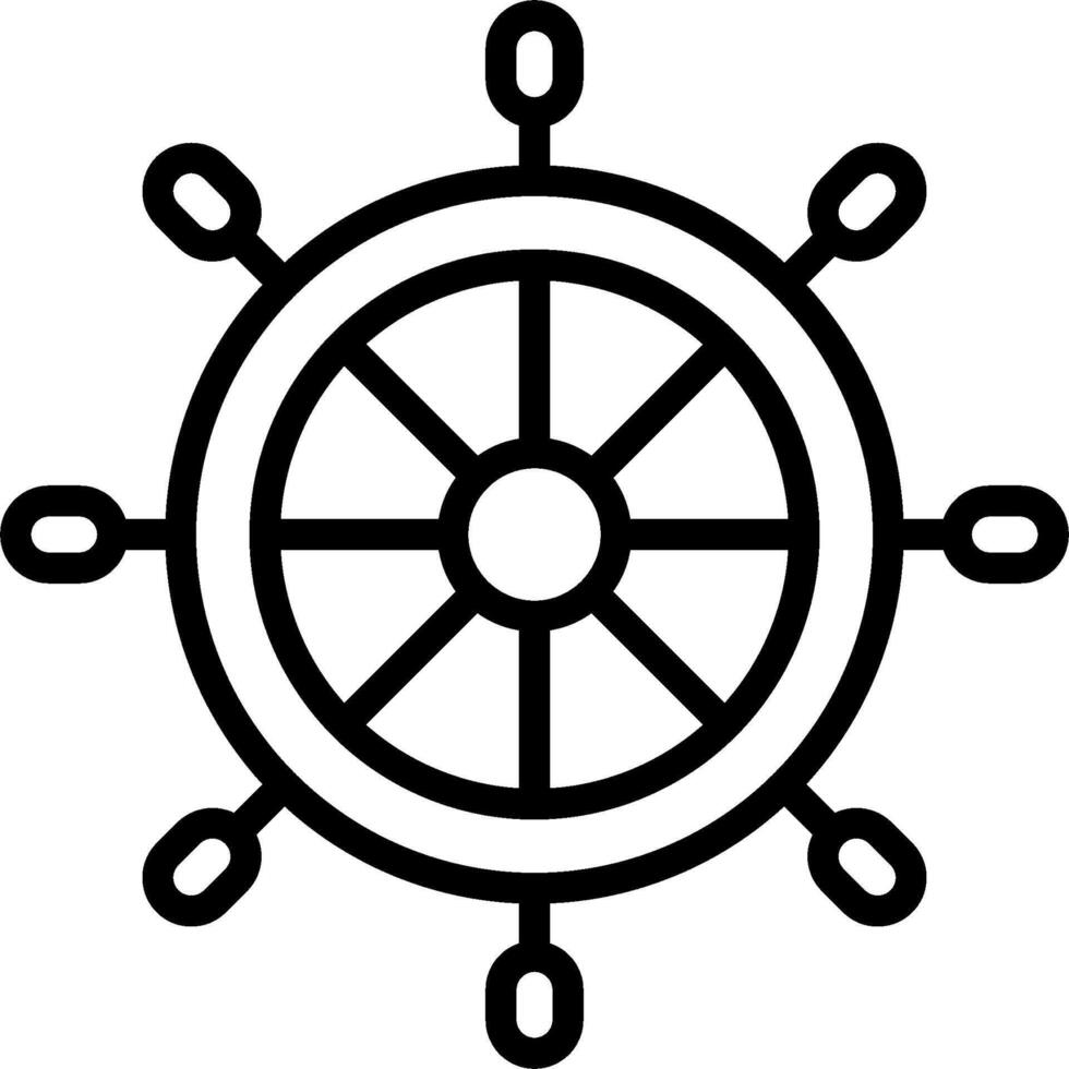 A black and white ship wheel icon vector
