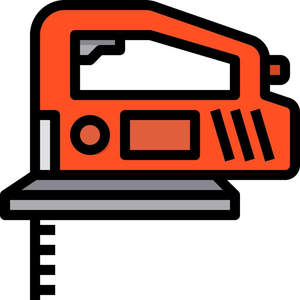 A red and orange saw on a white background vector