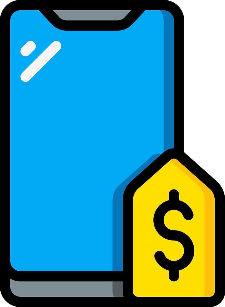 A blue phone with a dollar sign and a yellow house vector