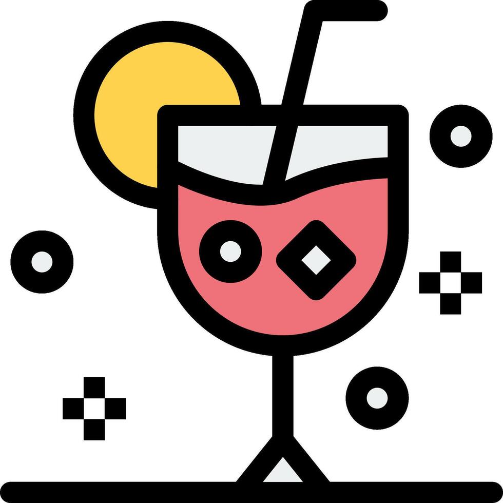 A drink with a straw and a slice of lemon vector