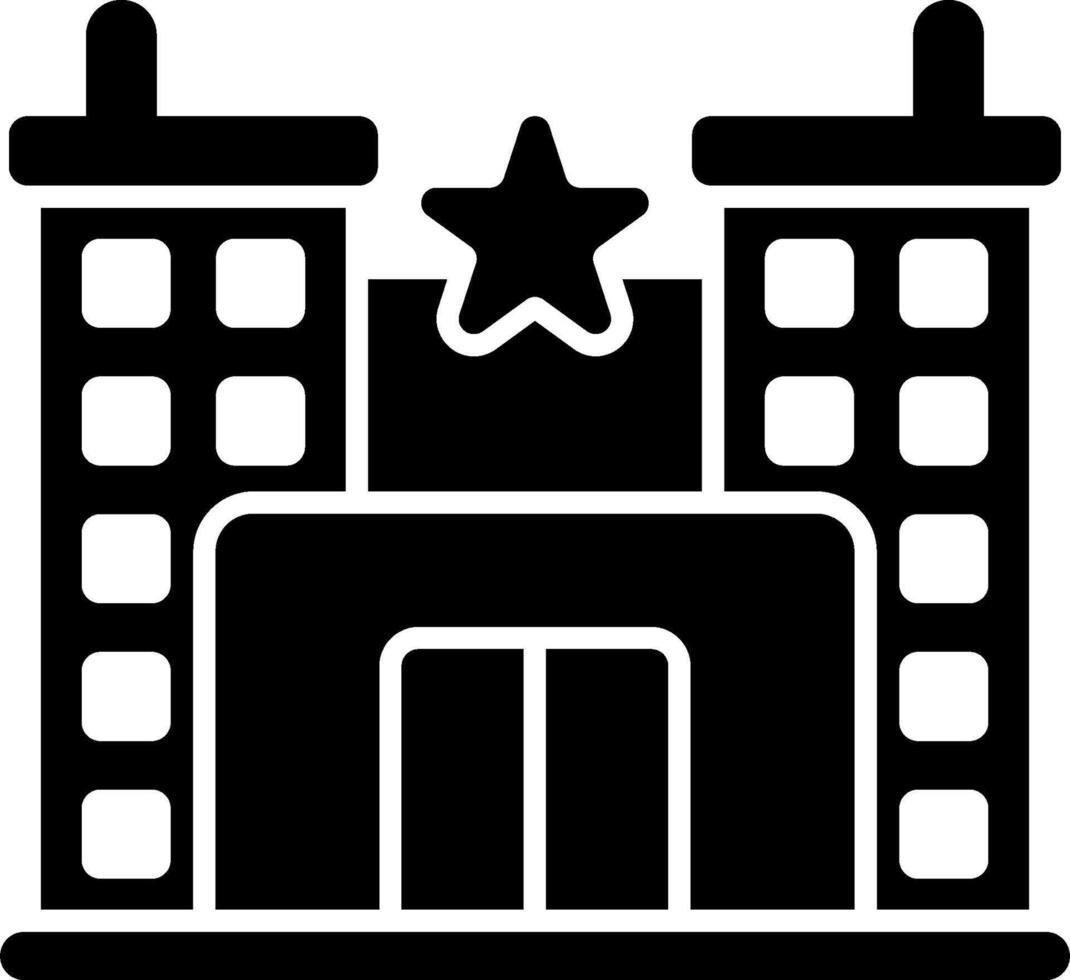 A black and white image of a building with a star on top vector