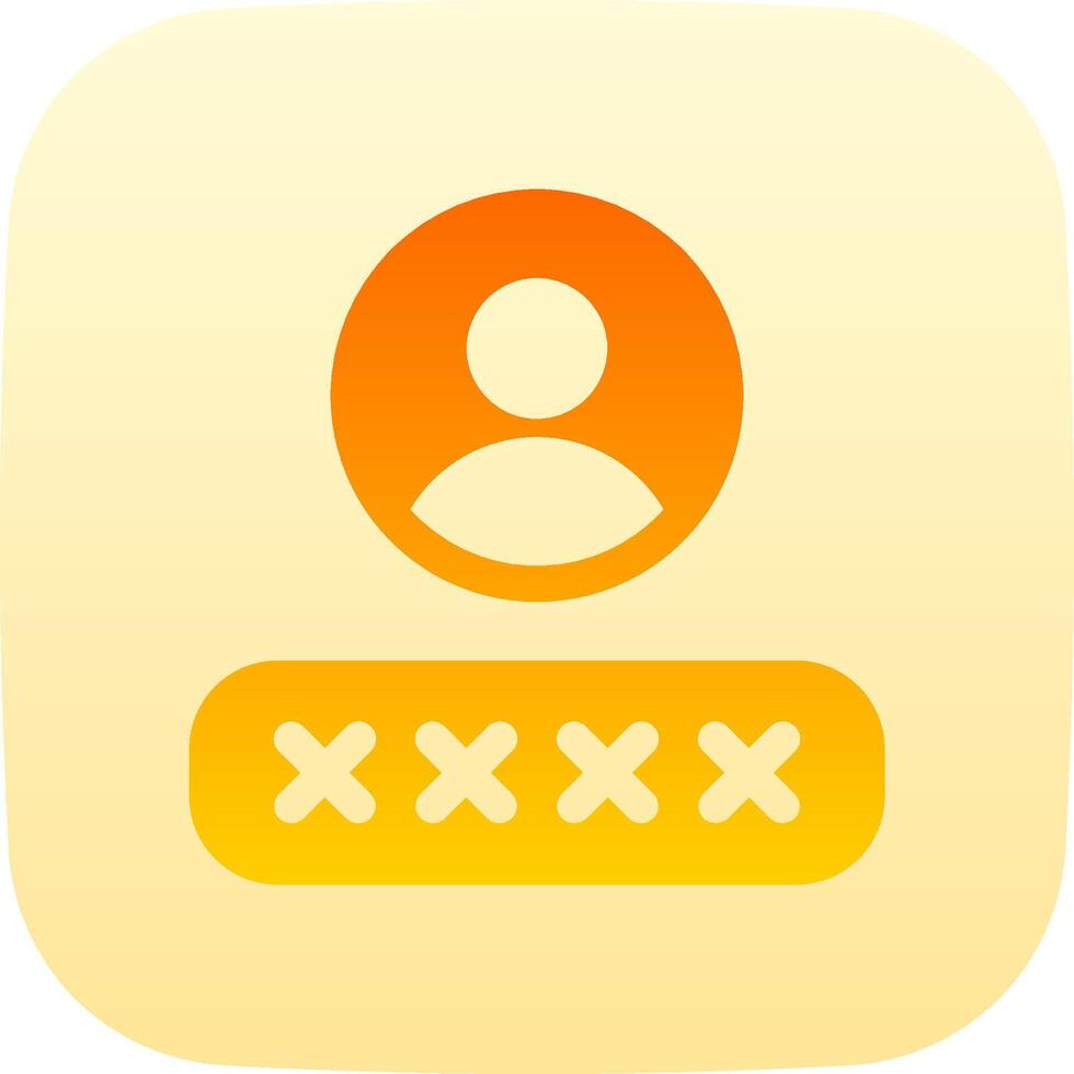 A yellow and orange icon with a person's name on it vector