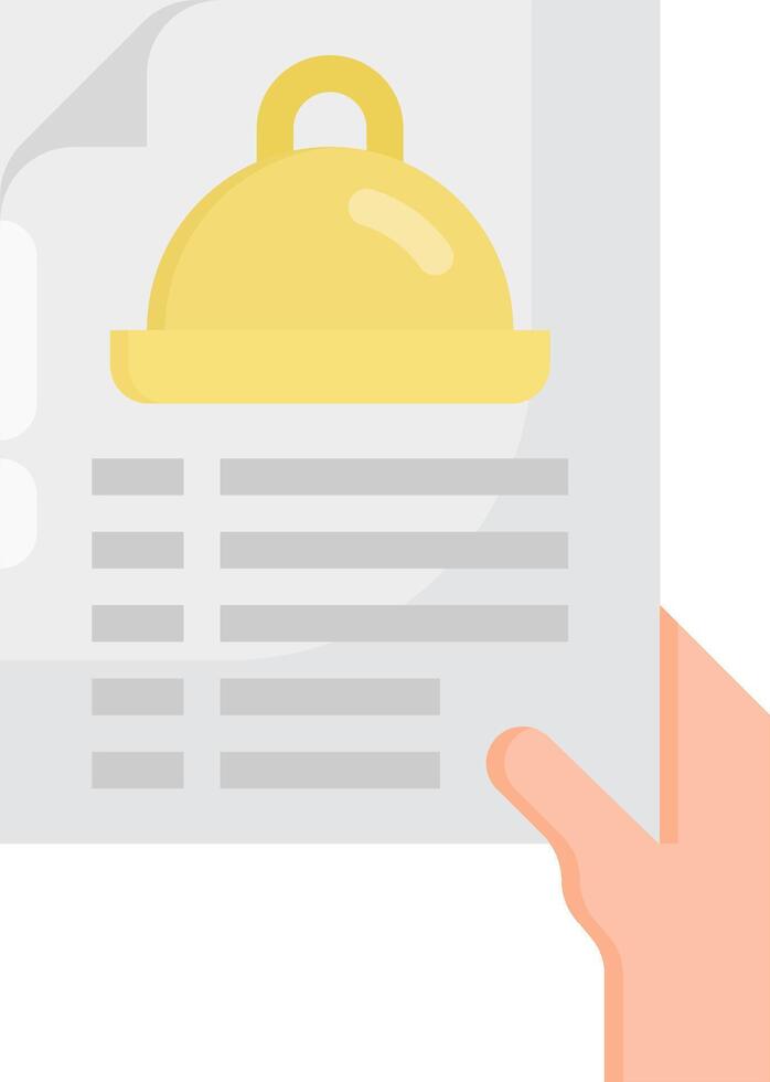 A hand holding a menu with a cloche vector