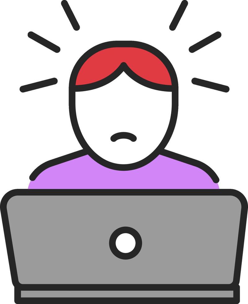 A person with a laptop computer and a red hat vector