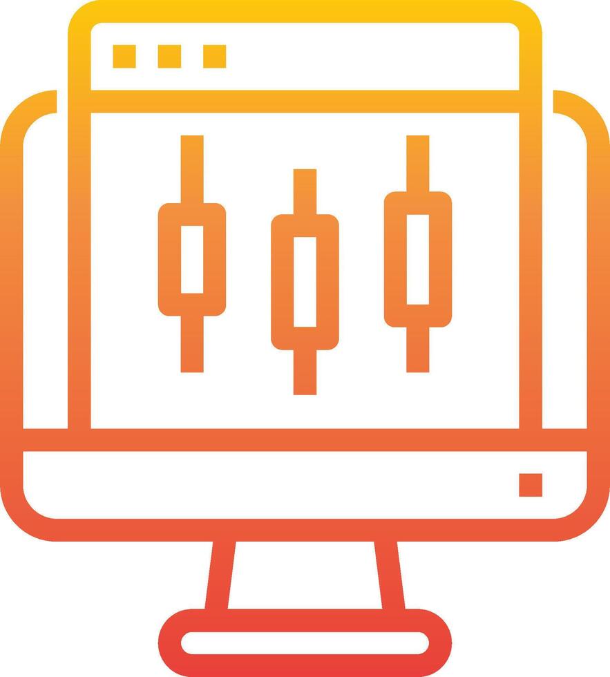 A computer monitor with a bar graph on it vector