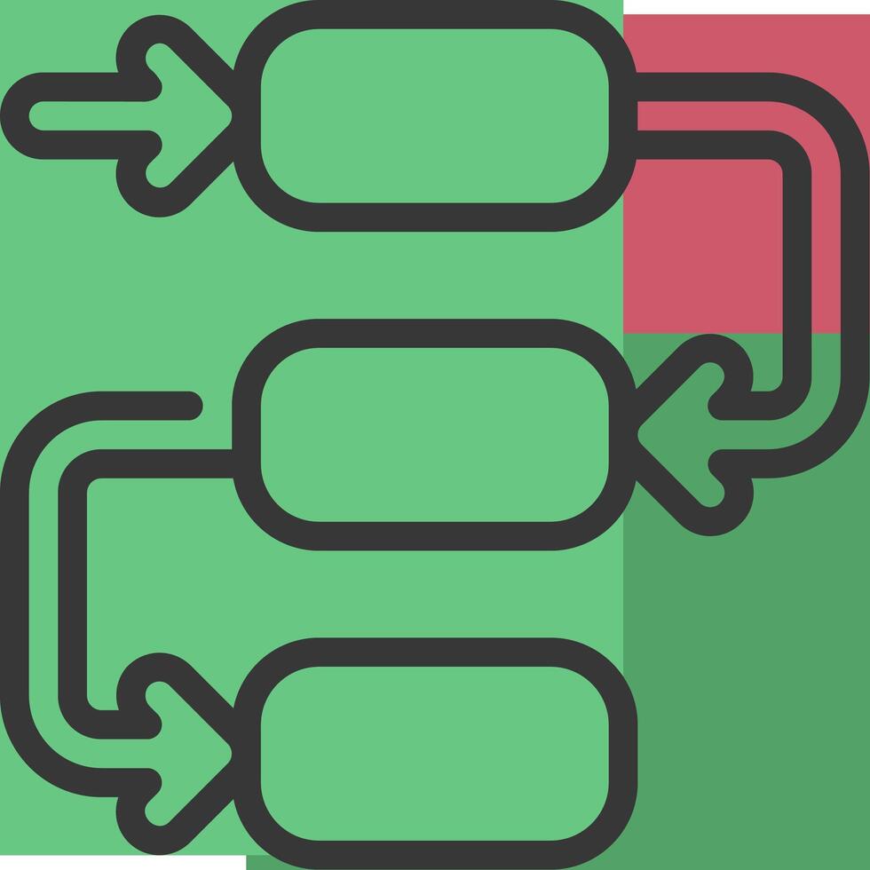 A green and red icon with three arrows vector