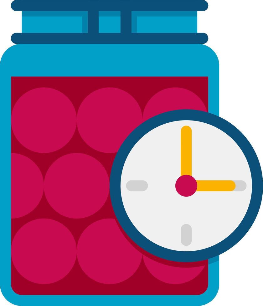 A jar with a clock and a jar of pills vector