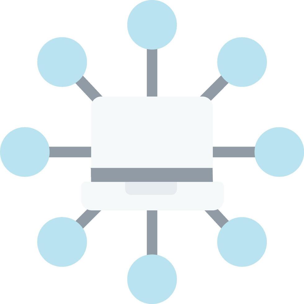 A laptop connected to a network of other devices vector