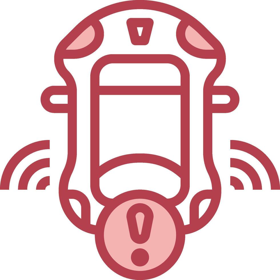 A red car with a red warning sign on it vector