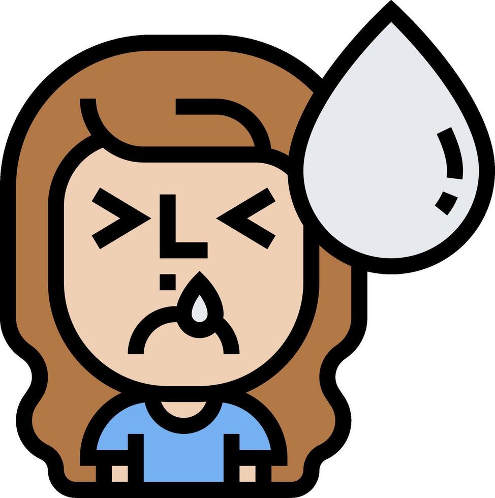 A cartoon woman with a tear drop on her face vector