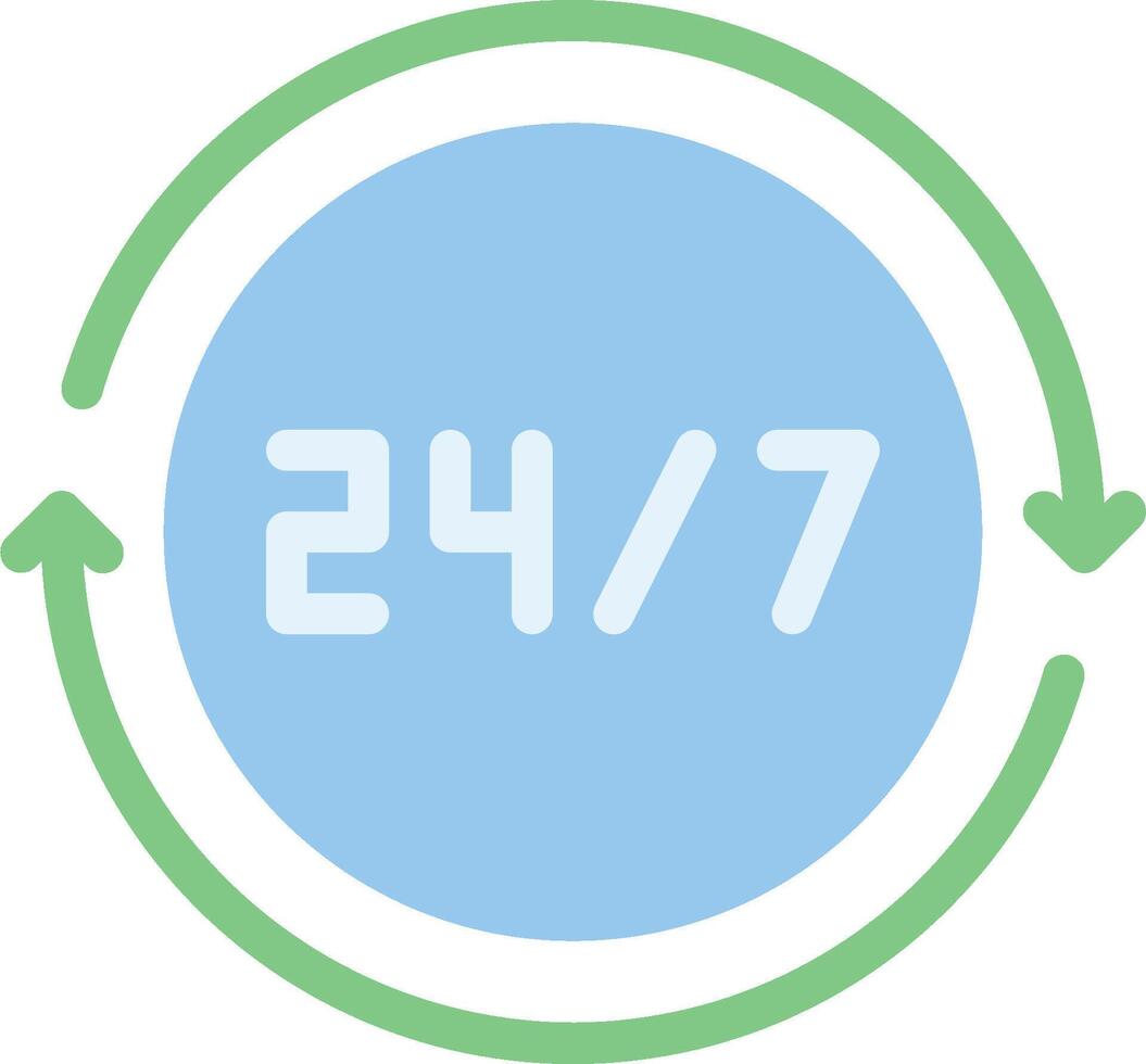 A blue circle with the words 24 7 in it vector