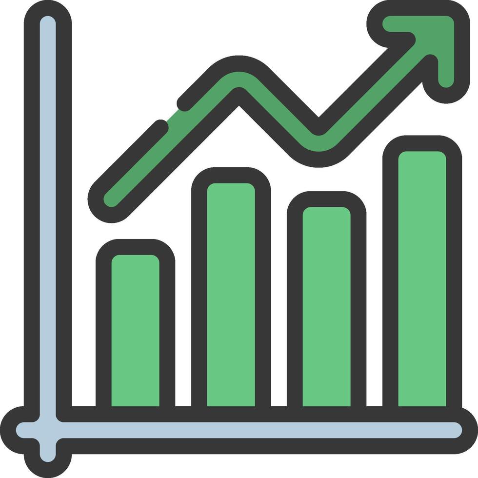 A graph chart with an arrow going up vector