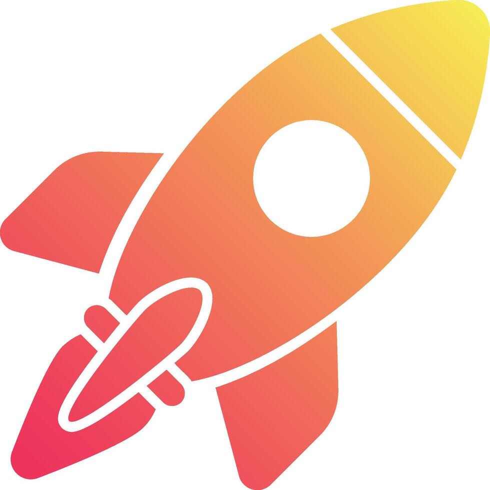 A rocket ship icon with a red and yellow background vector