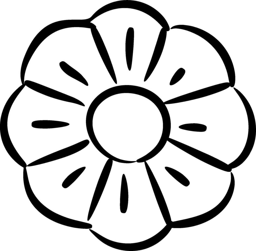 A flower drawing with a black outline vector