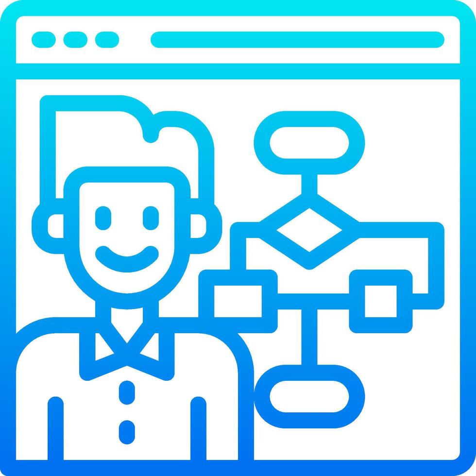 A man with a computer and a blue icon vector