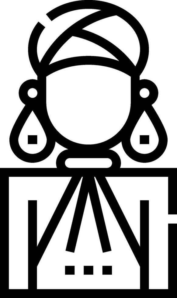 A black and white icon of a woman with a headscarf vector