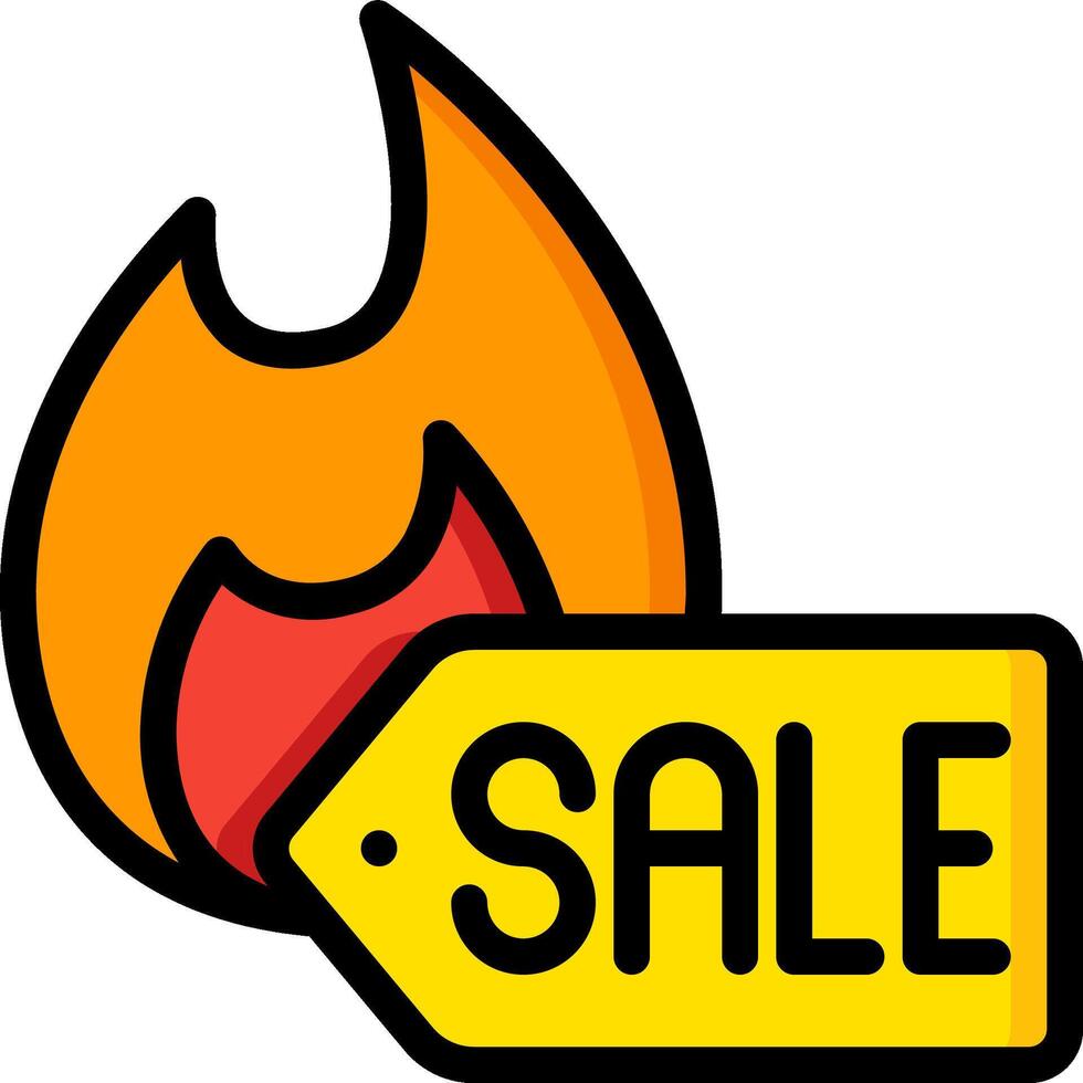 A sale tag with a fire and a sale sign vector