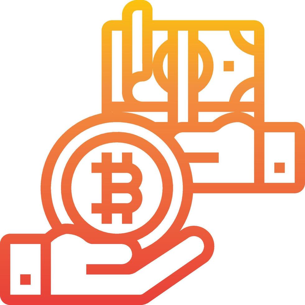 Bitcoin icon with hands holding money and a bitcoin vector