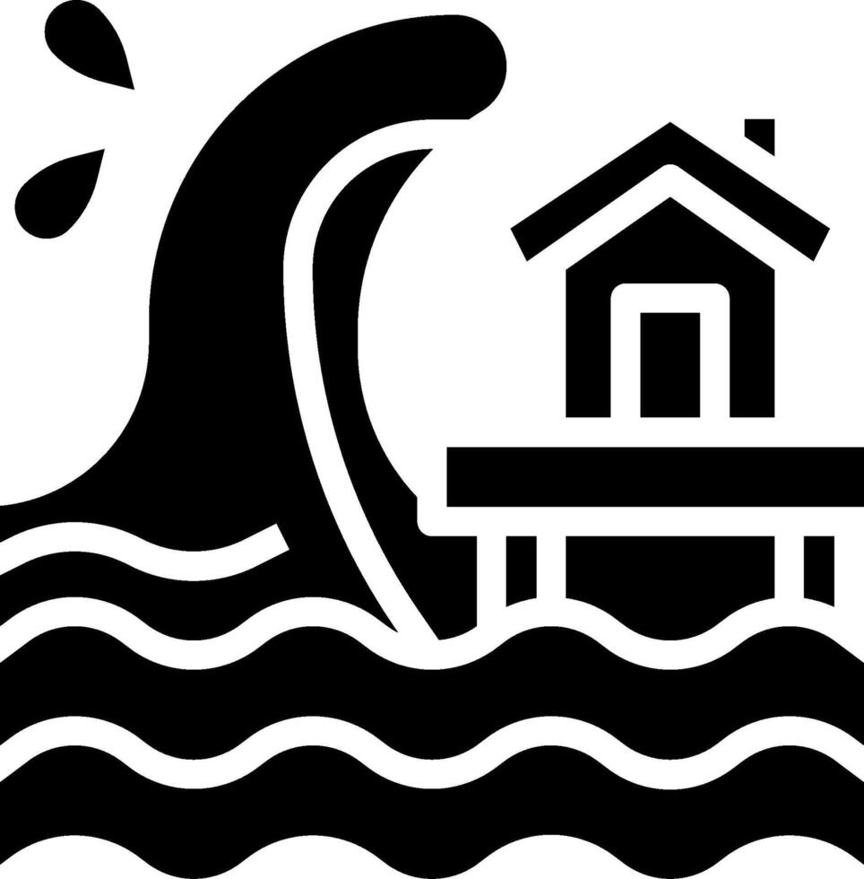 A house and a wave are shown in the middle of a black and white image vector