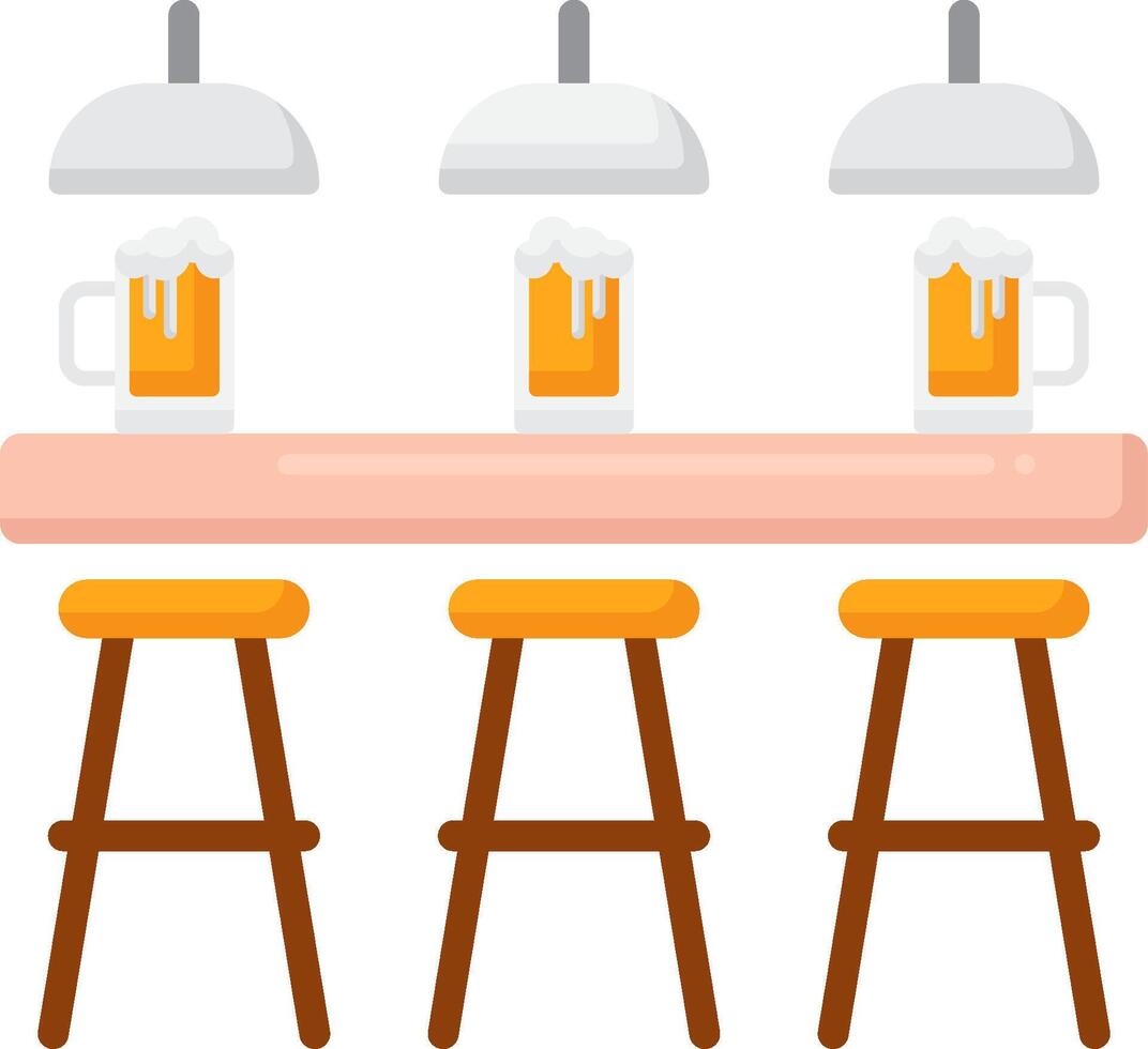 Bar stool with beer and stools illustration vector