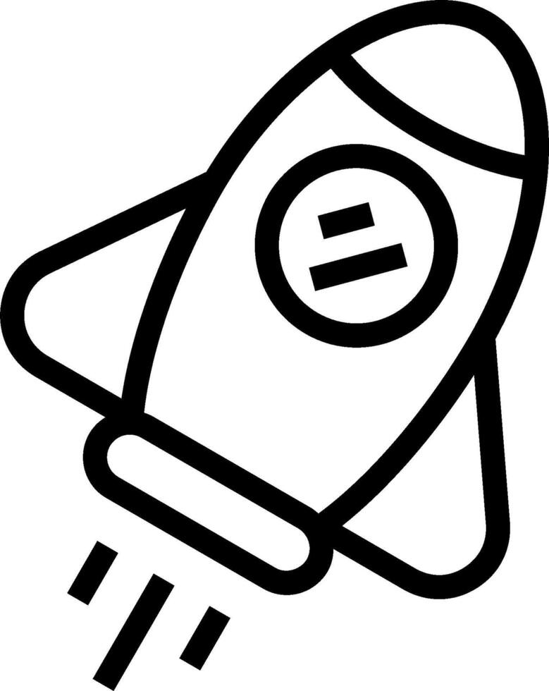 A black and white drawing of a rocket vector