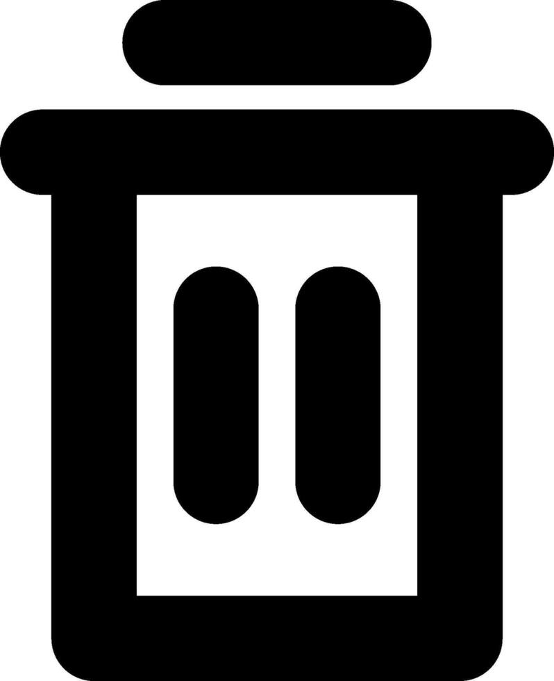 A black and white icon of a trash can vector