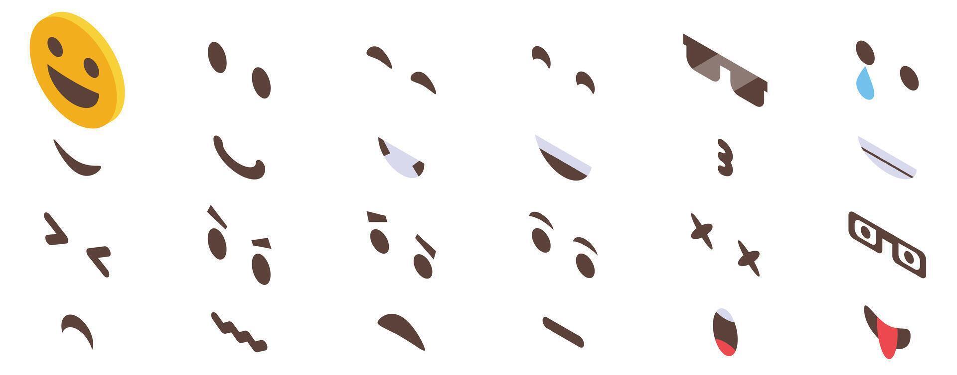 Emoji creator icons set. Large set of emojis displaying different emotions vector