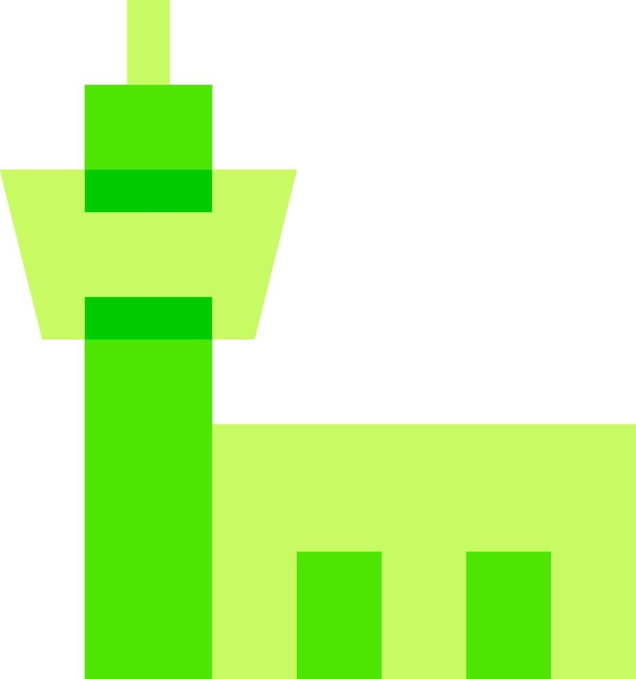 A green tower with a clock on it vector