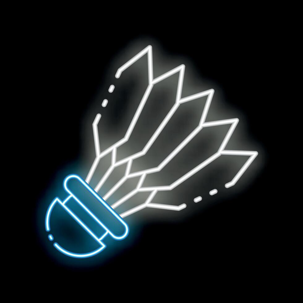 Neon shuttlecock glowing on dark background for sports bar vector