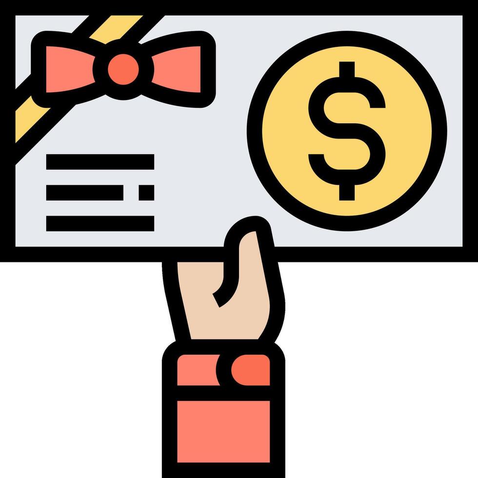 Hand holding up a check with a dollar sign vector