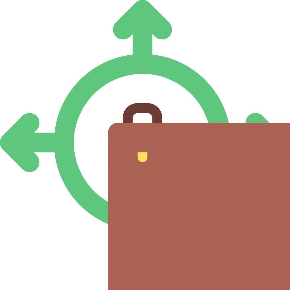 A brown briefcase with arrows pointing to it vector