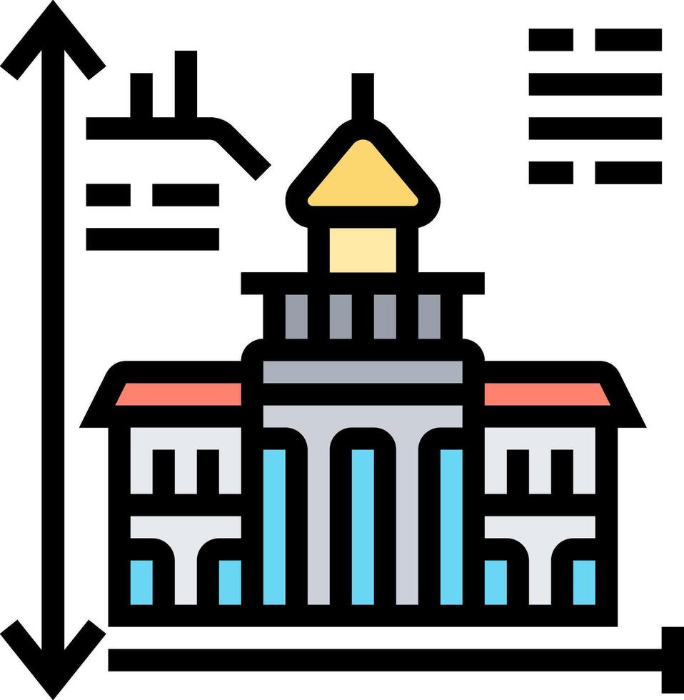 A building with a clock and arrows on it vector