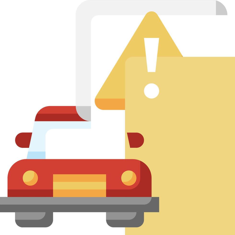 A car with a yellow caution sign on it vector