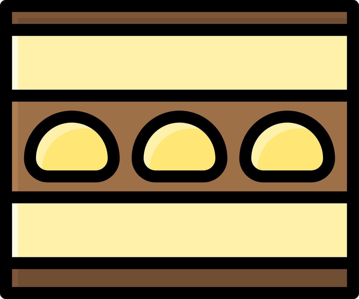 A brown and yellow striped wall with four eggs vector